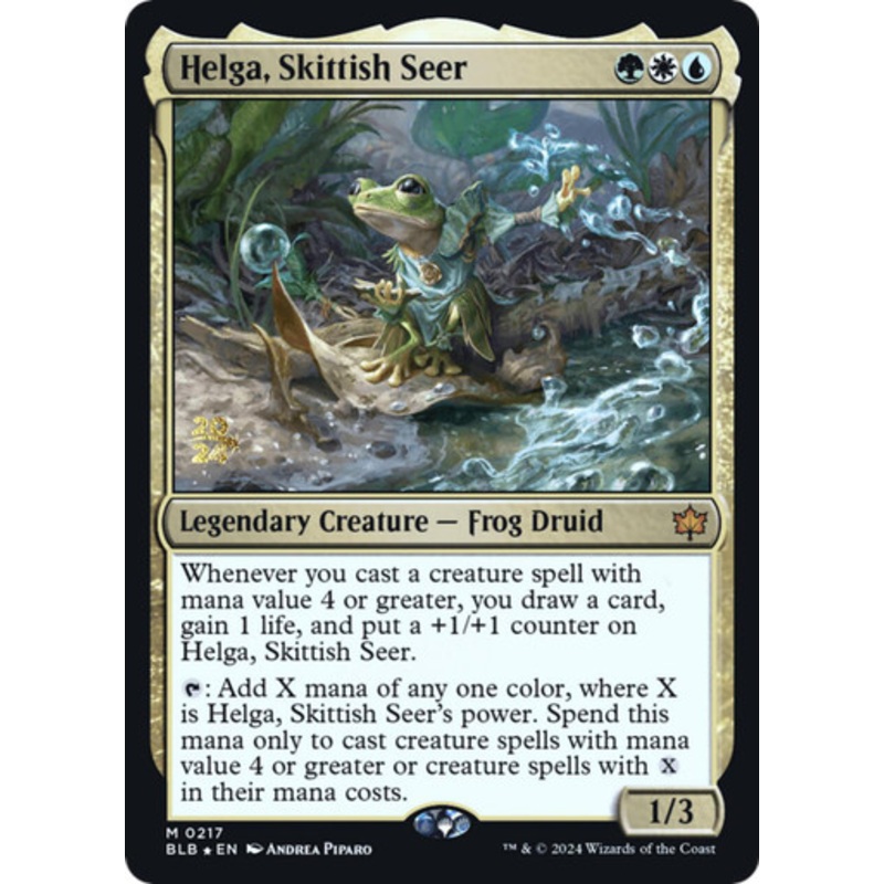 Helga, Skittish Seer (Prerelease Foil) | Bloomburrow