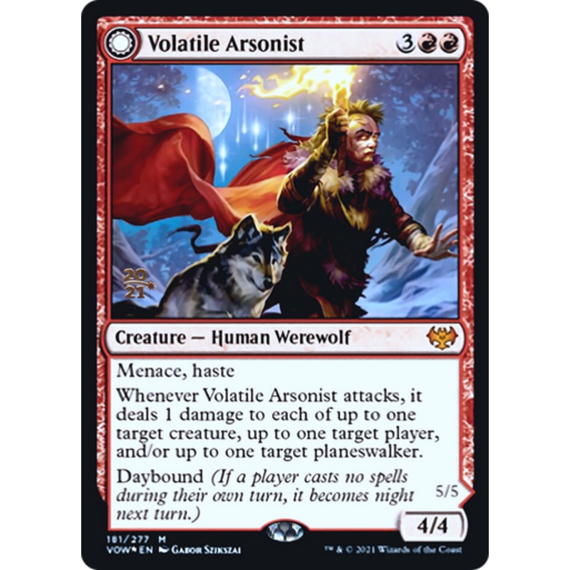 Volatile Arsonist // Dire-Strain Anarchist (Prerelease foil) | Innistrad: Crimson Vow