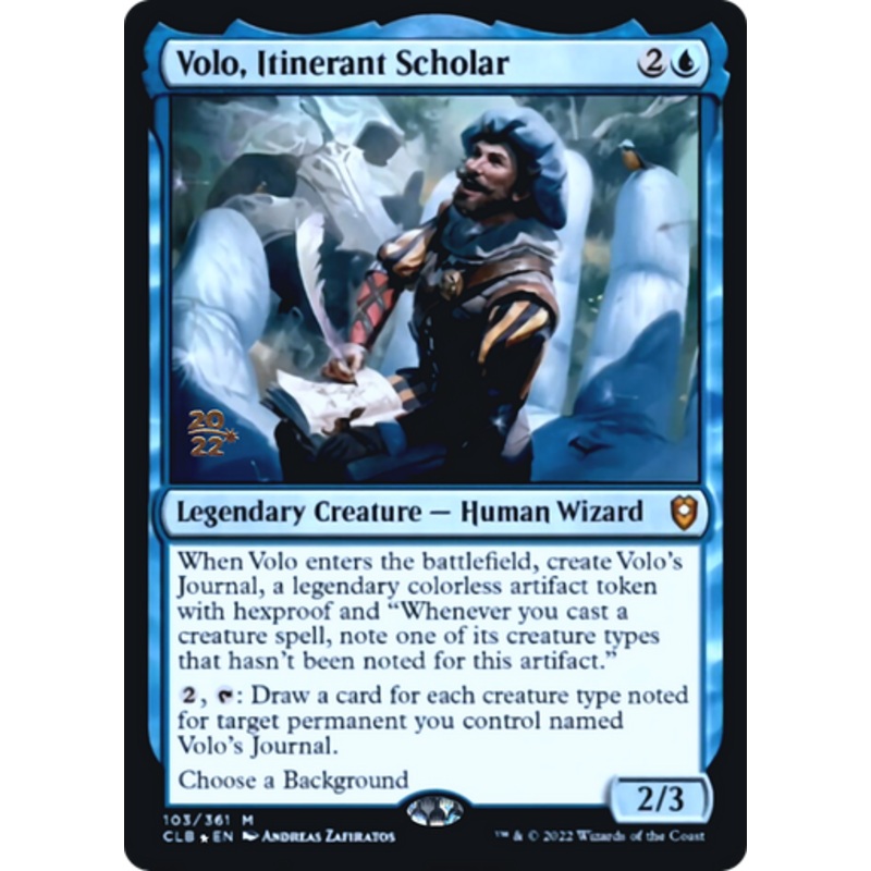Volo, Itinerant Scholar (Prerelease foil) | Commander Legends: Battle for Baldur's Gate
