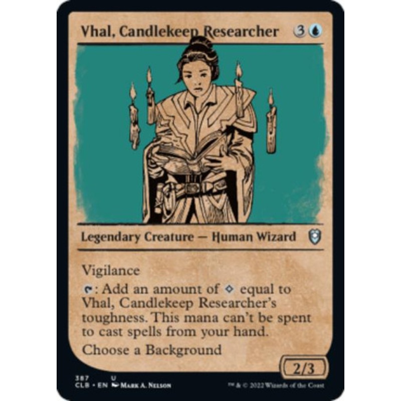 Vhal, Candlekeep Researcher (Rulebook Art) | Commander Legends: Battle for Baldur's Gate