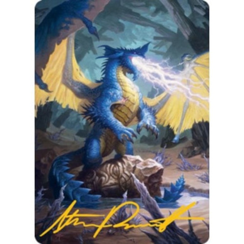 Adventures in the Forgotten Realms Art Card: Blue Dragon (Gold Signature)