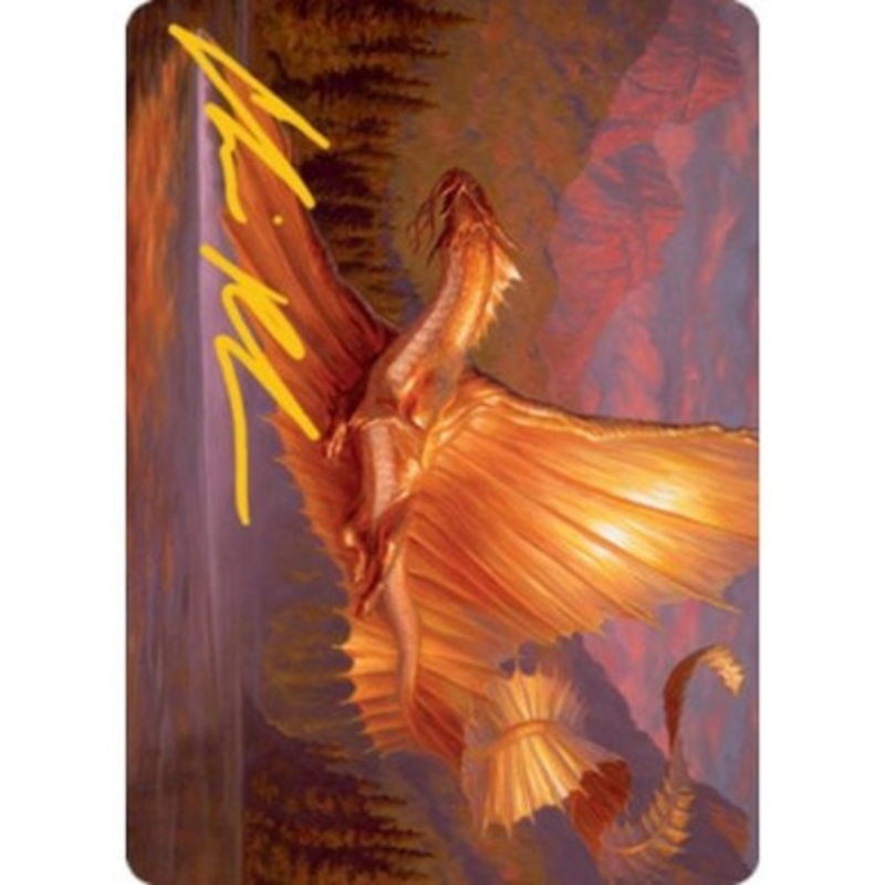 Adventures in the Forgotten Realms Art Card: Adult Gold Dragon (Gold Signature)