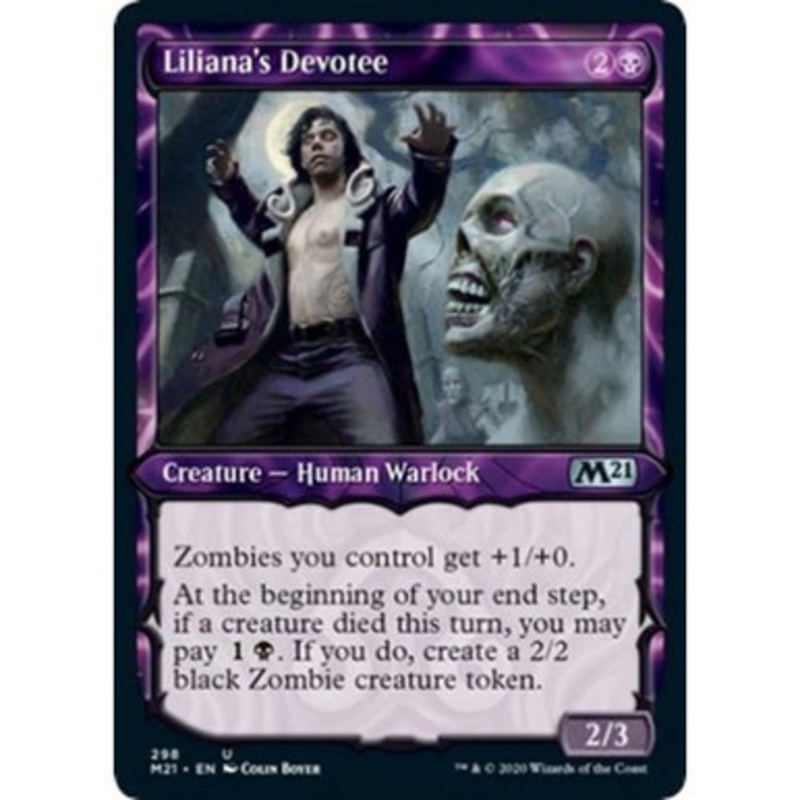 Liliana's Devotee (Showcase Frame) (foil) | Core Set 2021
