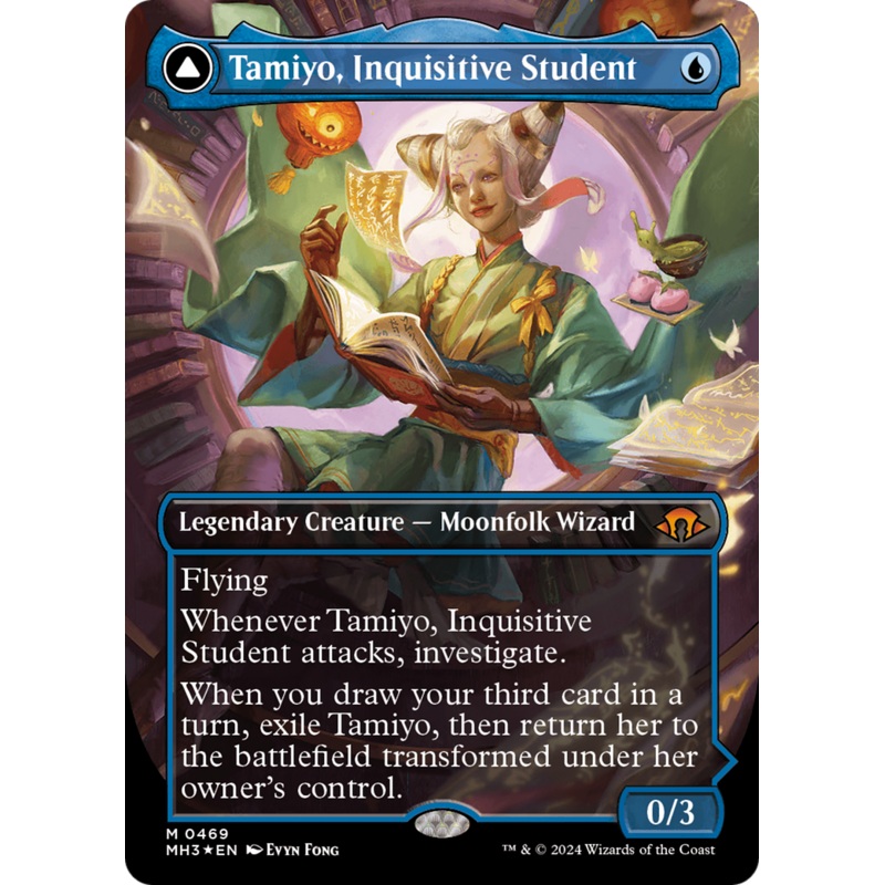 Tamiyo, Inquisitive Student // Tamiyo, Seasoned Scholar (Borderless) (Textured Foil) [Modern Horizons 3]
