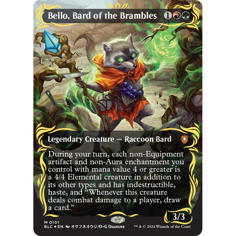 Bello, Bard of the Brambles (Borderless) (Raised Foil) [Bloomburrow Commander]