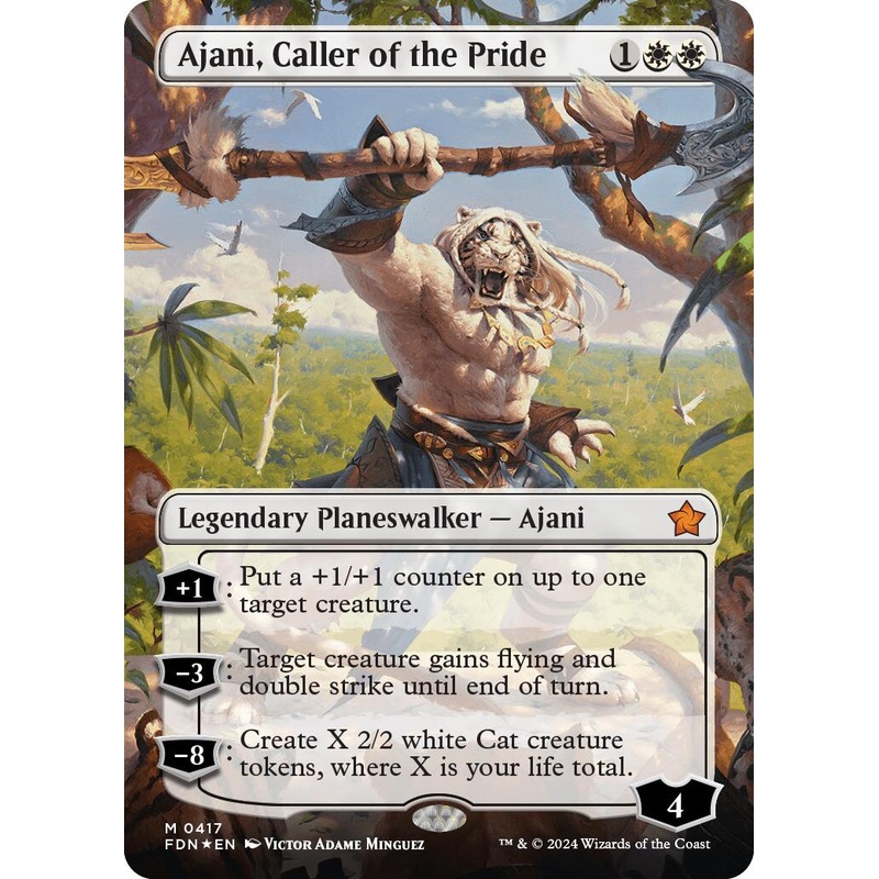 Ajani, Caller of the Pride (Borderless) (Mana Foil) [Foundations]