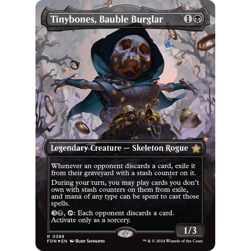 Tinybones, Bauble Burglar (Borderless) (Mana Foil) [Foundations]