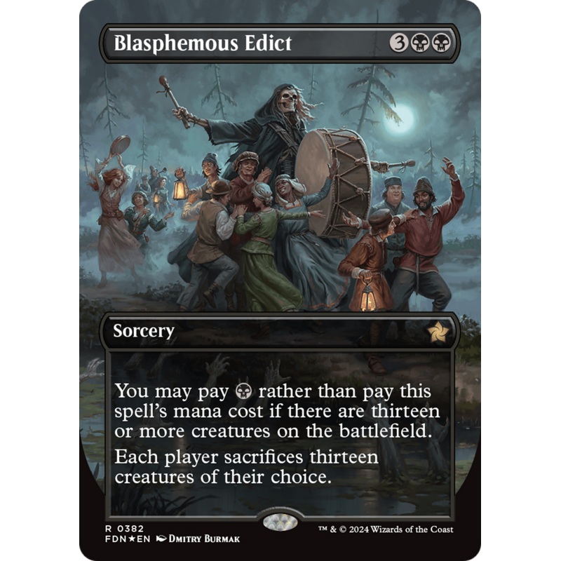 Blasphemous Edict (Borderless) (Mana Foil) [Foundations]