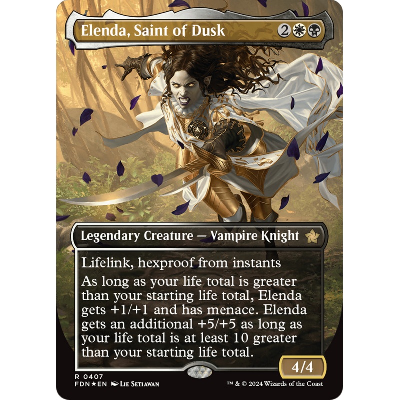 Elenda, Saint of Dusk (Borderless) (Mana Foil) [Foundations]