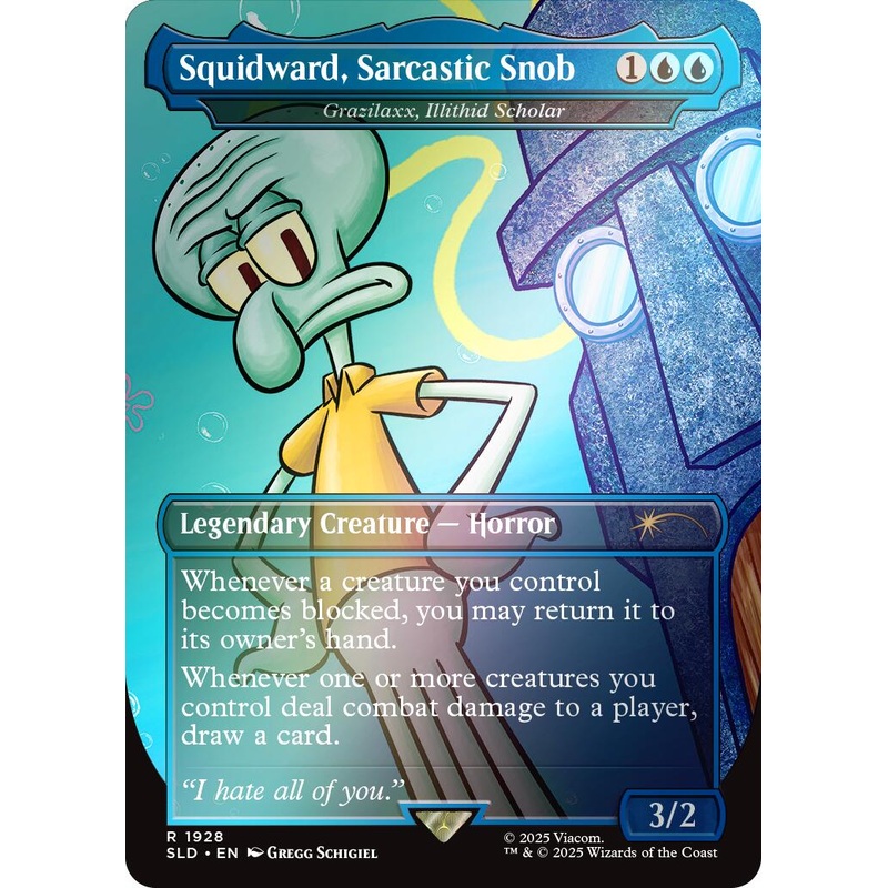 Squidward, Sarcastic Snob - Grazilaxx, Illithid Scholar (Rainbow Foil) [Secret Lair Drop Series]